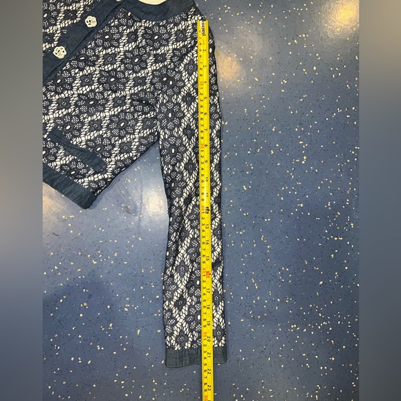 ELSY girls top 40 cardigan buttons crop cropped lace denim designer 10 12 14 LN - Picture 8 of 10